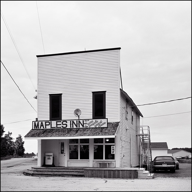 Maples Inn, a bar in the small town of Maples, Indiana. The building was built in the 1890s and looks like an old west saloon from the front.