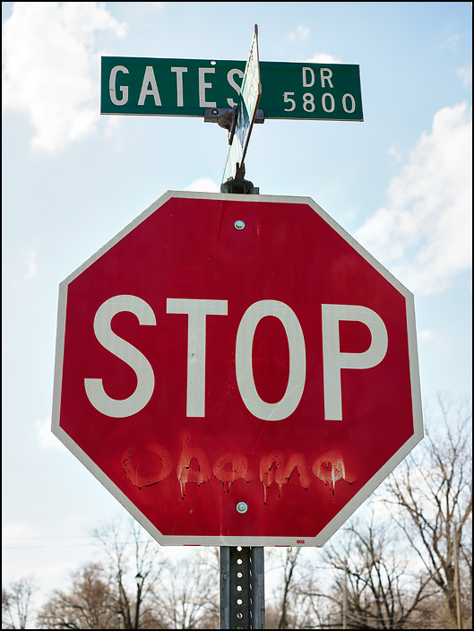 A stop sign with Obama written under the word Stop, to make the sign say Stop Obama.