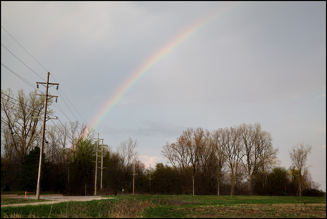 A rainbow in the sky over the Towpath Trail near Engle Road in Fort Wayne, Indiana.