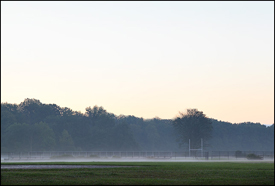 Football Field on a Foggy Morning